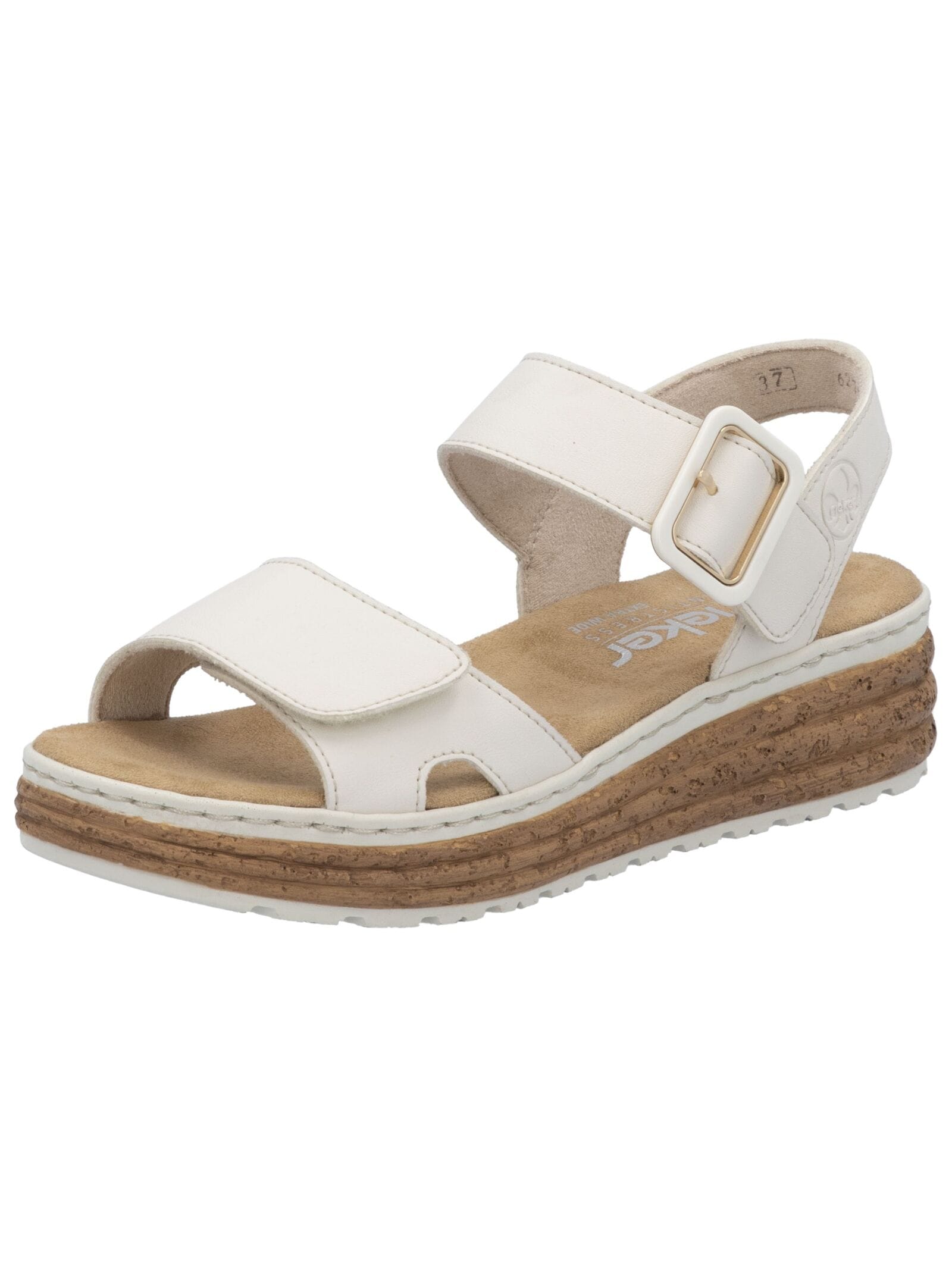 Keilsandalette RIEKER "Rieker Sandalen Lederimitat", Damen, Gr. 40, beige (creme), Lederimitat, Schuhe
