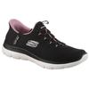 Slip-On Sneaker SKECHERS "SUMMITS", Damen, Gr. 42, lila (schwarz, mauve), Textil, kontrastfarbene Details, sportlich, Schuhe, Freizeitschuh mit Slip-ins