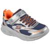 Sneaker SKECHERS "SKECHERS METEOR-LIGHTS", Kinder, Gr. 27, bunt (silberfarben, orange), Lederimitat, Textil, kontrastfarbene Details, metallic, sportlich, Schuhe, Klettschuh mit Blinkfunktion, Größenschablone zum Download