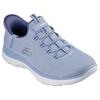 Slip-On Sneaker SKECHERS "SUMMITS", Damen, Gr. 37, blau (graublau), Textil, sportlich, Schuhe, Freizeitschuh mit Slip-ins