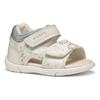 Lauflernschuh GEOX "B SANDAL ZAPITO GIRL", Kinder, Gr. 22, silber (weiß, silberfarben), Synthetik, elegant, Schuhe, Glitzersandale, Klettschuh, Babyschuh mit Metallic Druck