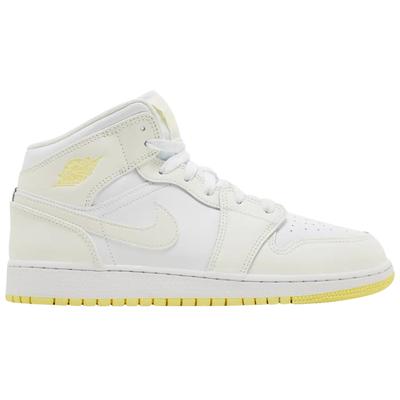 Nike Air Jordan 1 Mid (gs) Weiße High Tops Für Jugendliche Image