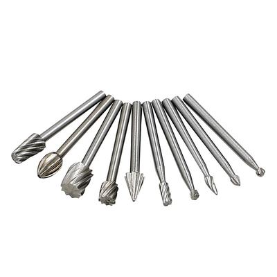 10pcs 1/8'' Shank HSS Steel Rotary Burrs Cutter Engraving Grinding Bit For Rotary File Cutter Tools Woodworking DIY