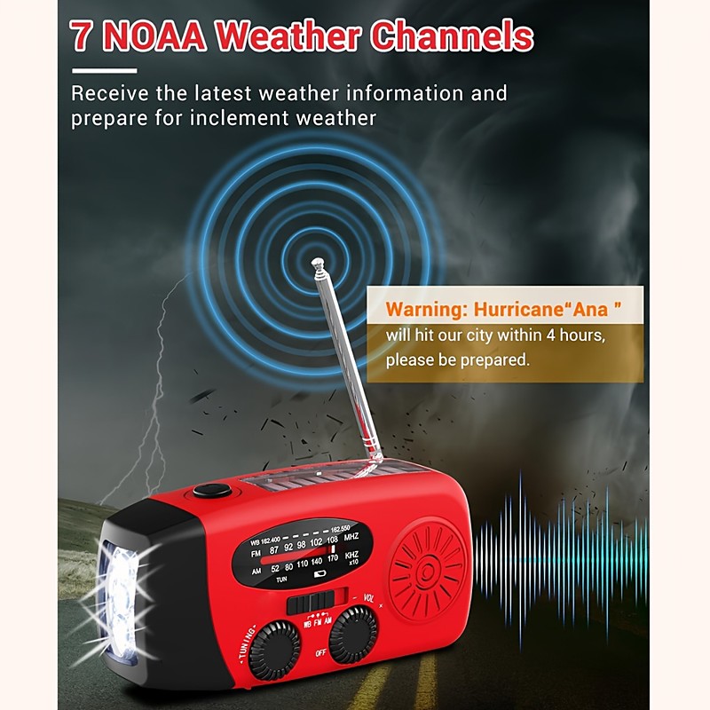 Emergency Radio 276 FM/CD/TTY - 7-Day AM/Noaa Weather Forecast 4-Hour Runtime Dual Band (VHF/UHF) with 18650 Lithium Battery Portable Handheld Radio for Camping Hiking Emergency Preparedness