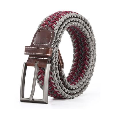 Men's Stretch Woven Braided Belt with Multicolor Polyester Weave – Casual Elastic Belt with Leather Tip for Jeans, Golf Everyday Wear