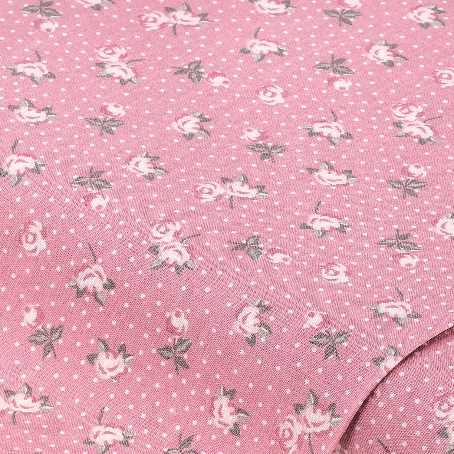Tissu coton "petites roses", rose/coloré, série "Mona