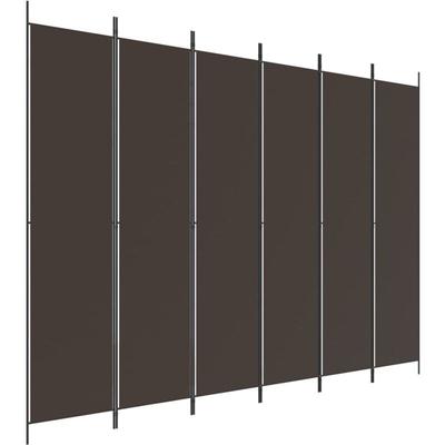 6-tlg. Paravent Braun 300x220 cm Stoff Vidaxl Image