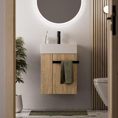 Waschtischunterschrank Gäste-WC Bernstein compact 450 mit Waschbecken 45 cm Regal links Badmöbel: Image