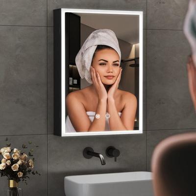 Badezimmerspiegelschrank mit beleuchtung steckdose Spiegelschrank schwarz mit beleuchtung 50x70 Image
