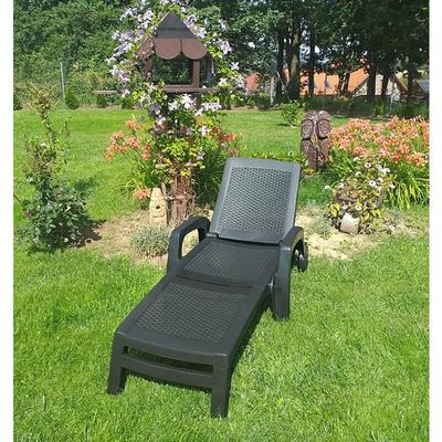 Dmora - Sonnenliege Dmat, verstellbarer Gartenliegestuhl mit Armlehnen, Outdoor-Liege, 100 % Made Image