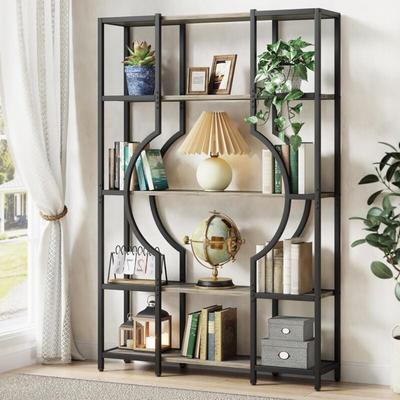 5-stöckiges Bücherregal und Bücherregal, hohes Vintage-Bücherregal mit 12 offenen Image