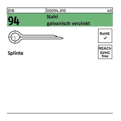 Splinte DIN 94 2,5 x 50 Stahl galvanisch verzinkt Image