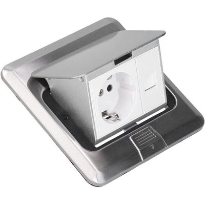 Edelstahl Wasserdicht Eingebaute Bodensteckdose 2-Wege-Bodensteckdose AC 250V 10A Image