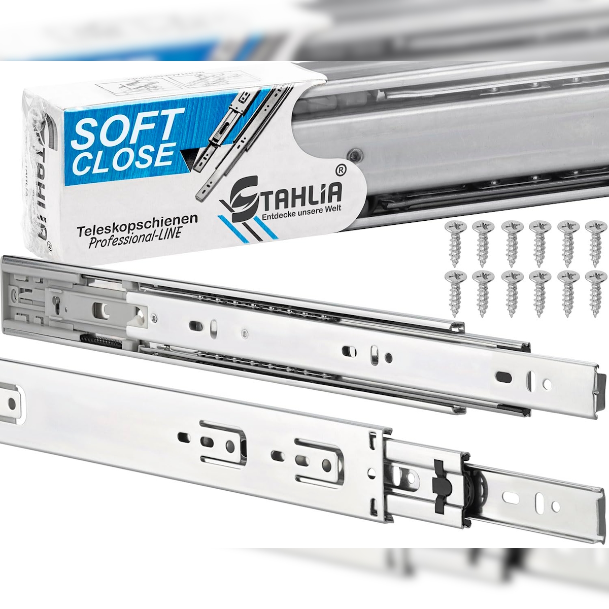 ID Dinkel Schubladenschienen 6 STÜCK VOLLAUSZUG mit Selbsteinzug 300mm Softclose Rollenauszug Image