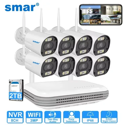 Smar Wireless CCTV System Wifi Kamera Kit 5MP HD Sicherheit Kamera Audio AI Gesicht Erkennen IP 8CH NVR Video Überwachung Set ICSEE