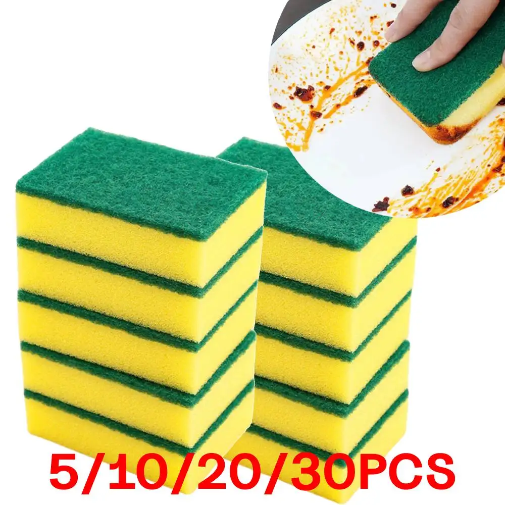 5-30PCS Hoch Saugfähigen doppelseitigen Schwamm Scheuer Küche topf rost Reinigung schwamm werkzeug Peeling Schwamm für Haushalt schüssel Schüssel Image