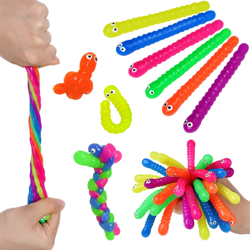 6/24Pcs Bunte Weiche Raupen Kinder Geburtstag Party Favors Pinata Füllstoff Stretch String Zappeln Spielzeug Halloween Weihnachten Geschenk Image