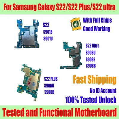 Unlocked S22 S901 Motherboard For Samsung Galaxy S22 Plus S906 Tested S22 Ultra S908 mainboard replacement With Full Chips