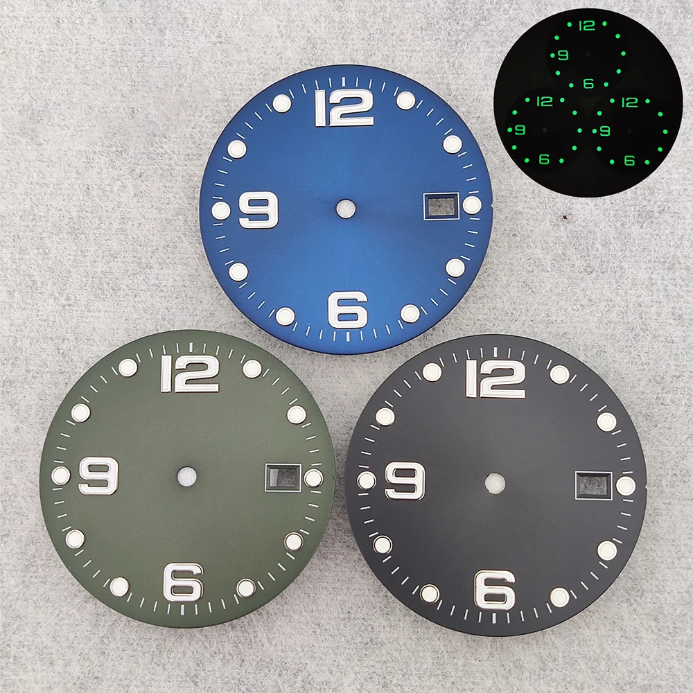32,5 mm Zifferblatt NH35 Zifferblatt NH36 Zifferblatt leuchtendes Zifferblatt schwarzes Zifferblatt NH35 Uhrenzubehör geeignet für NH35/36 Uhrwerk Image