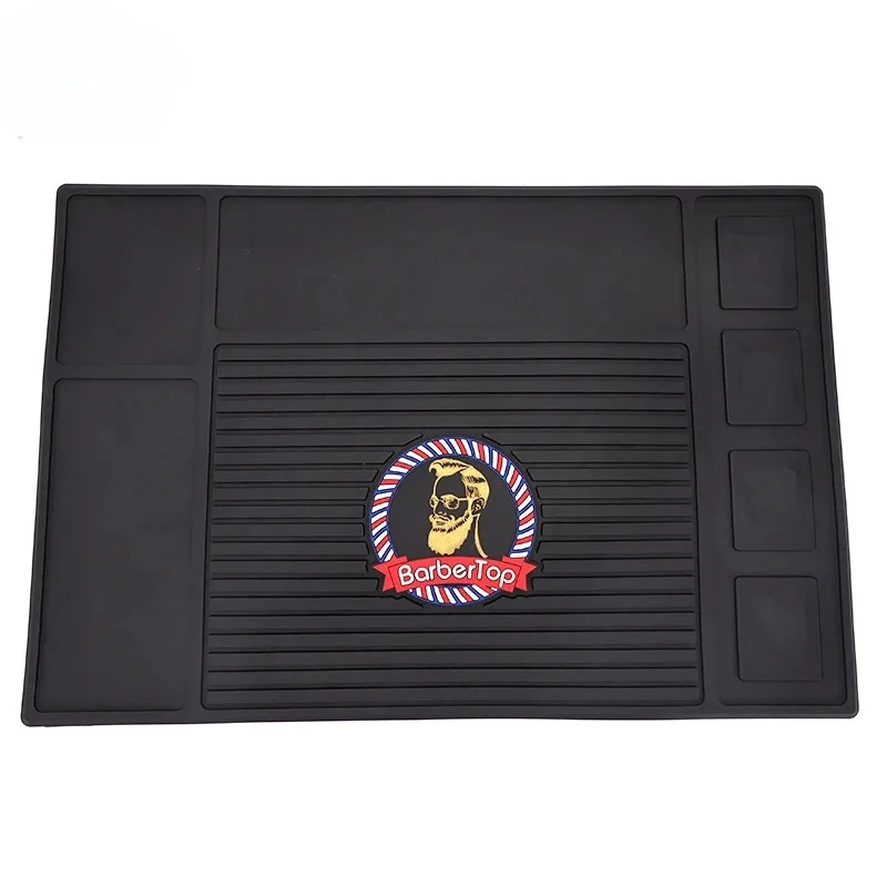 Barbershop Schwarz Retro Haarschnitt Werkzeug Anti-Slip Silikon Lagerung Matte Schere Trimmer Halter Barbershop Werkzeuge Salon Professionelle Image