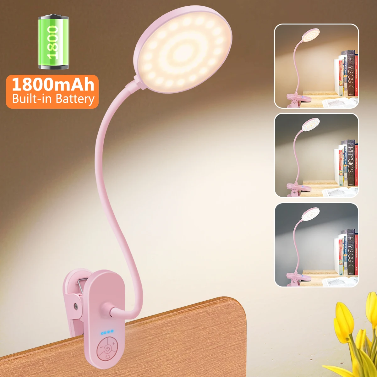 Tragbares LED-Nachtlicht zum Anklipsen für Babys, Kinder, Erwachsene, dimmbar, wiederaufladbar, 3 Farben für Schreibtisch, Kinderbett, Windeln, Lesen, Füttern, Bett