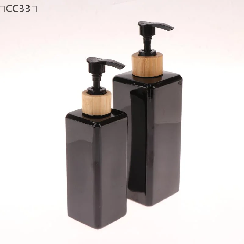 itariaCC33 soiBadezimmerspender, quadratisch, für Shampoo, Duschgel, Körperwaschspender, nachfüllbare Pumpflaschen aus Bambus, Lotionsbehälter Image