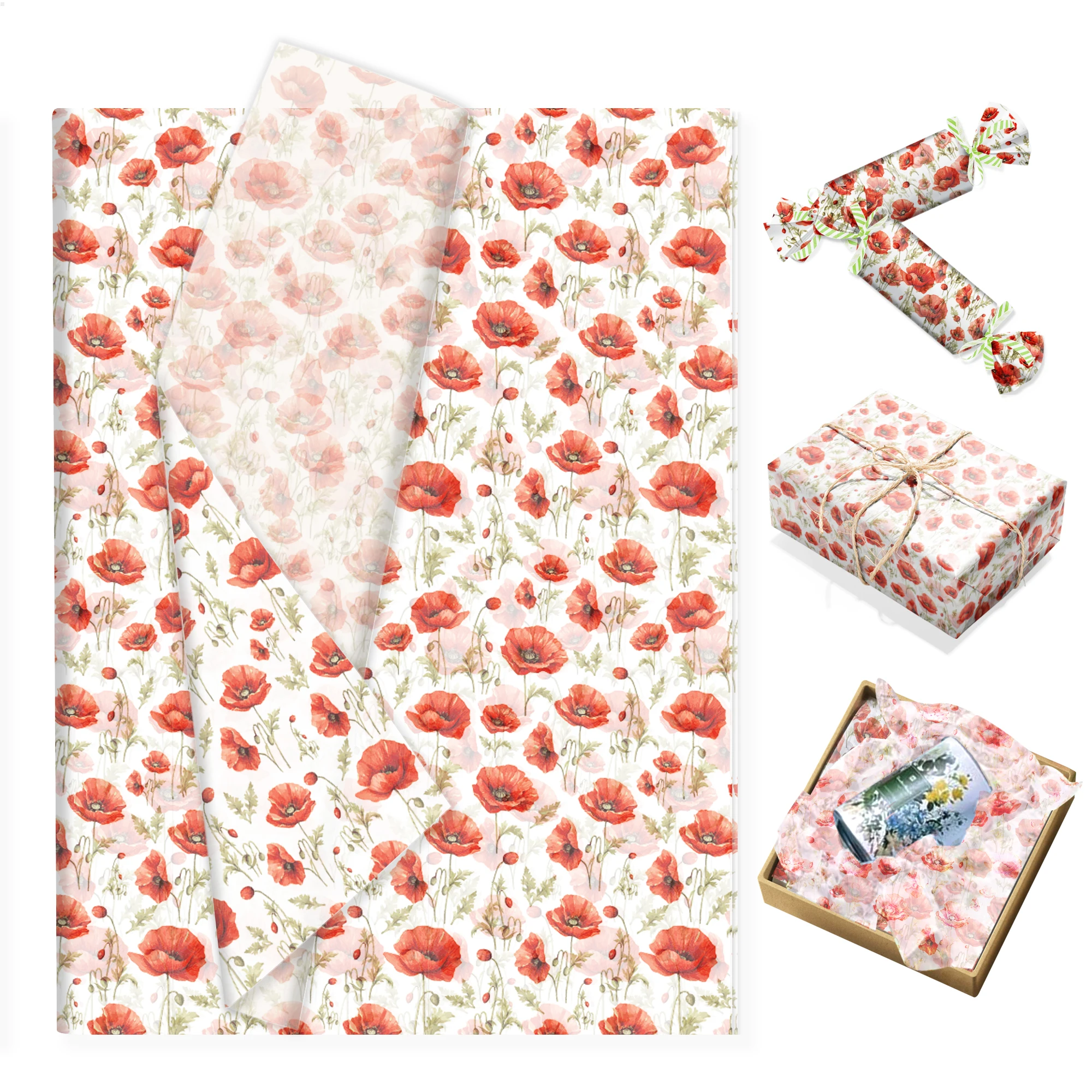 20/50 stücke Rote Mohn Seidenpapier Schnee Birne Papier Geschenkpapier Geburtstag Hochzeit Party Dekoration DIY Geschenk Verpackung liefert Image