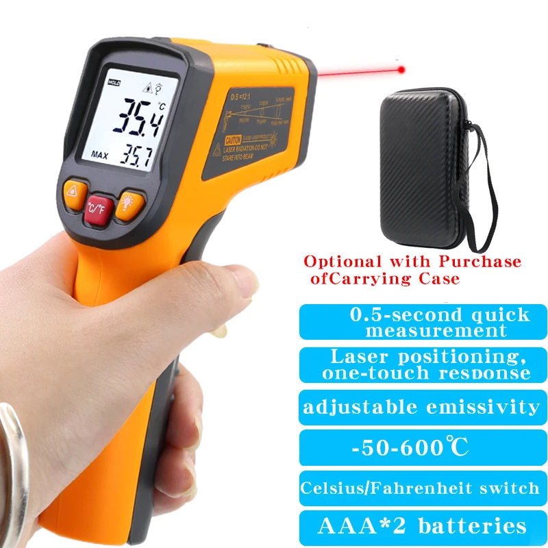 NJTY Infrarot-Thermometer, industrielle hochpräzise Temperaturpistole, elektronisches Wasser-Öl-Temperaturmessgerät, Küche, Backen Image