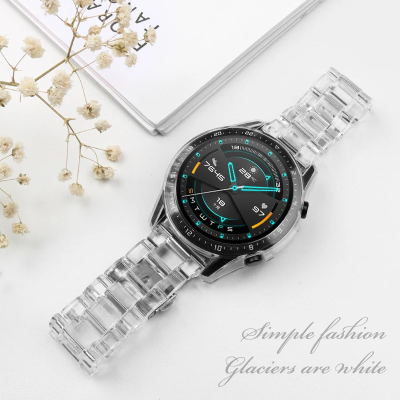 20 mm 22 mm klares Band für Huawei Watch 3 4 Pro, modisches transparentes Armband für Amazfit 2-2e-3-3pro-4, Glacier-Armband, Herren und Damen Image