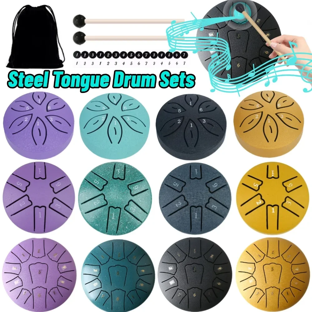 3/6 Zoll 11 Noten Stahlzungentrommel Glukophon Ton Musiktrommel Ätherische Trommel Percussion Musikinstrumente Stahltrommel Geschenk Image