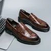 Herren Retro-Loafer, Schwarz, Braun, Lackleder, dicke Sohle, verschleißfeste Lederschuhe, Business-Büro, formelle Schuhe, Größen 38–46