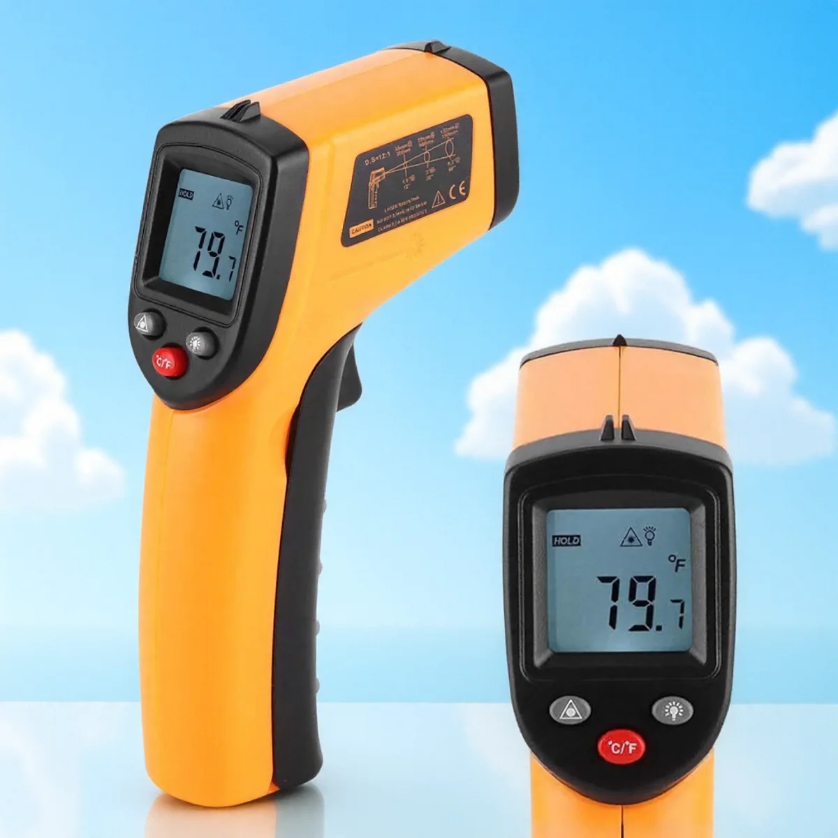 Handheld-Infrarot-Thermometer, Laser-Oberflächentemperaturtester zum Kochen von Pizza, Ofen, Grill, Motor Image