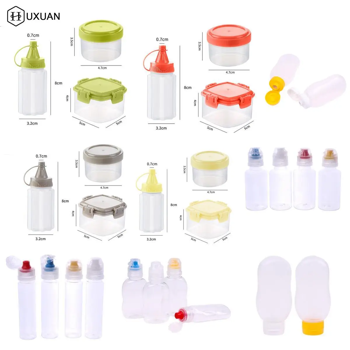 1-4 stücke Transparent Gewürze Flasche Mit Deckel Tragbare Mini Sauce Gewürz Box Dispenser Salz Gewürz Glas Sauce Squeeze flasche Image