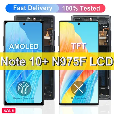 Amoled tft note 10 plus bildschirm für samsung note 10 lcd display 5g n976f touchscreen rahmen unterstützung s stift mit finger abdrücken