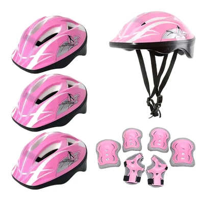 Kids Helmet with Sports Equipment Adjustable Safety Helmet Knee Elbow Pad Set Hard Shell Arm & Leg Protection Set for Skateboard