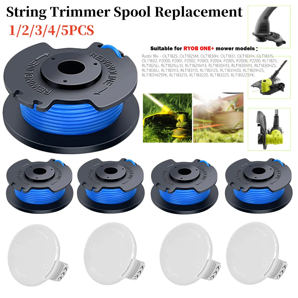 1-5PCS String Trimmer Spule Ersatz Für Ryobi One Plus AC14RL3A 18V 24V 40V 11Ft Auto Feed Cordless Weed Eater Spule Linie Image