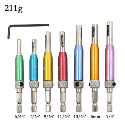 7pcs Colour Door Lock Hinge Drill Bit Set Self Centering Pilot Hole HSS Hex Shank Wood Tool Hole Saw DIY Wholesale Price