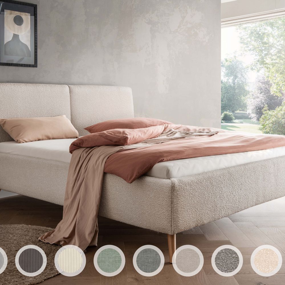 Forestales »Lyon« Polsterbett III 160x200 cm / Ascot 2403 Taupe / mit Bettkasten und Lattenrost