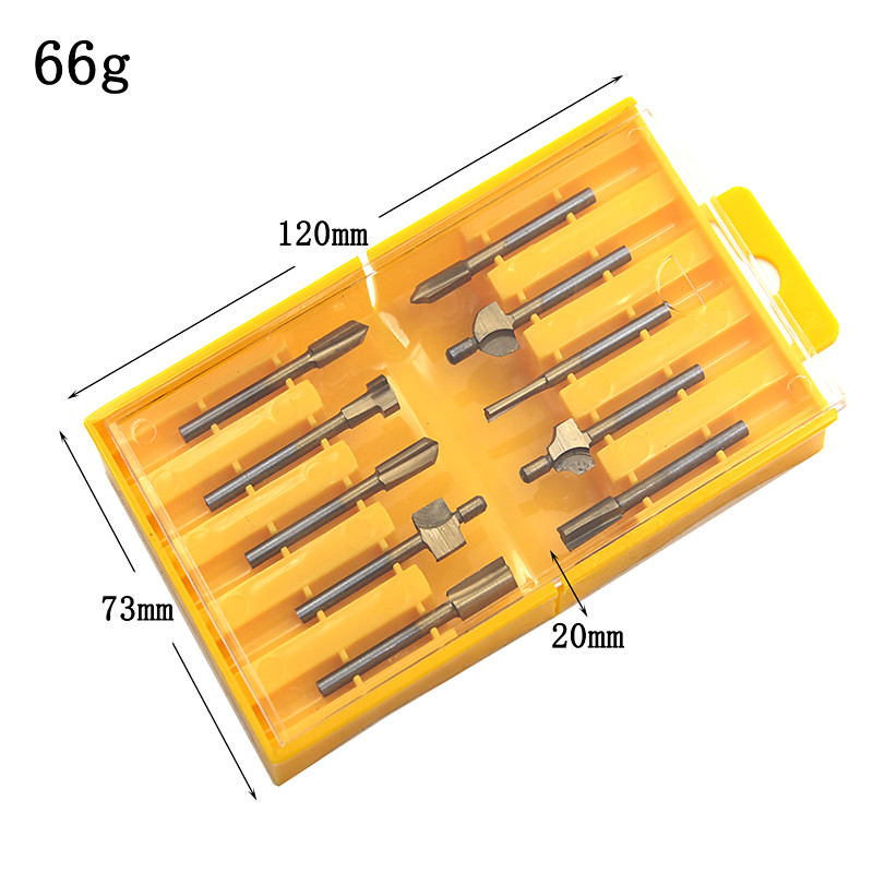 10PCS Titanium Router Bits Set Mini Shank High Speed Steel Drill Bits Files Rotary For Woodden Cutter Tools