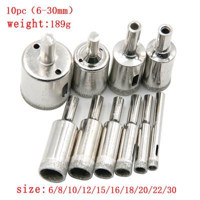 10/15pcs Set Tile drill bit Set Diamond Coated Tile Marble Glass Ceramic Hole Saw Drilling Bits Power Tools Accessories