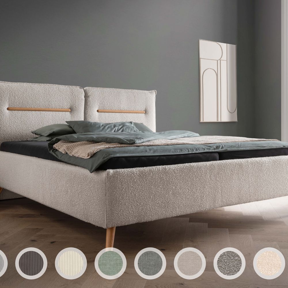 Forestales »Lyon« Polsterbett I 160x200 cm / Lincoln 24 Anthrazit / ohne Bettkasten und Lattenrost