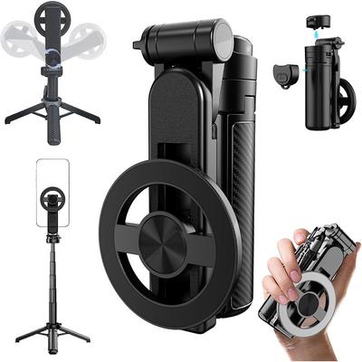 4-in-1 Multifunctional Magnetic Selfie Stick, 360 Rotation Phone Tripod with Wireless Remote for iPhone Android, Phone Stand for Video Recording Vlogging - Portable Travel