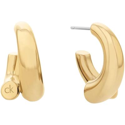 Paar Creolen CALVIN KLEIN "CK SPIRAL, 35000764, 35000765", gelb (gelbgoldfarben, edelstahlfarben), Ohrringe, Damen, Edelstahl Image
