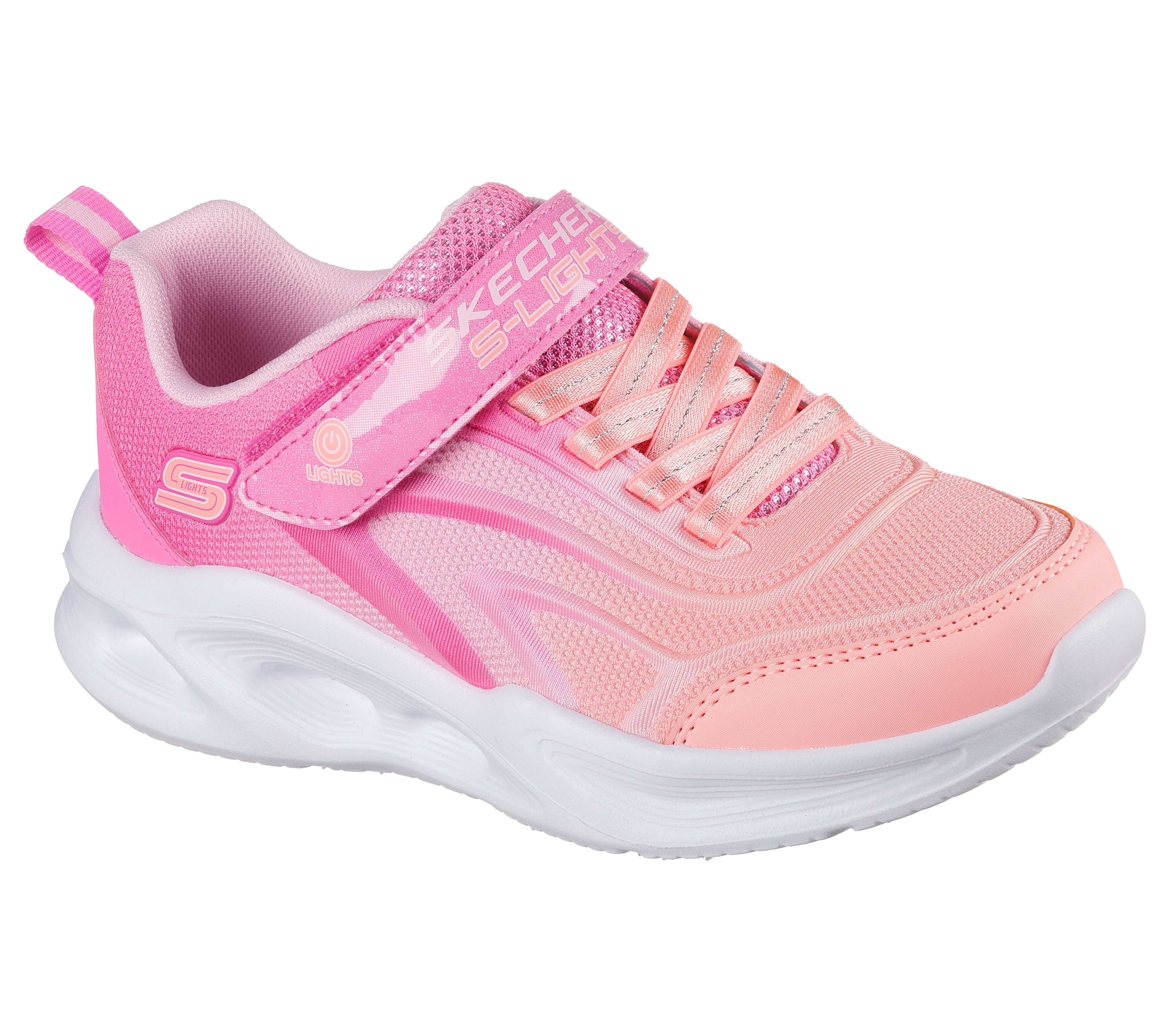 Sneaker SKECHERS "SKECHERS SOLA GLOW", Kinder, Gr. 31, rosa, multifarben, Lederimitat, Textil, kontrastfarbene Details, Schuhe, Freizeitschuh mit Klettverschluss, Größenschablone zum Download Image