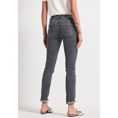 Slim-fit-Jeans STREET ONE, Damen, Gr. 31, Länge 30, schwarz steel grau washed, Jeans, 82% Baumwolle, 15% Polyester, 3% Elasthan, unifarben, casual, lang, Jeans, Middle Waist Image