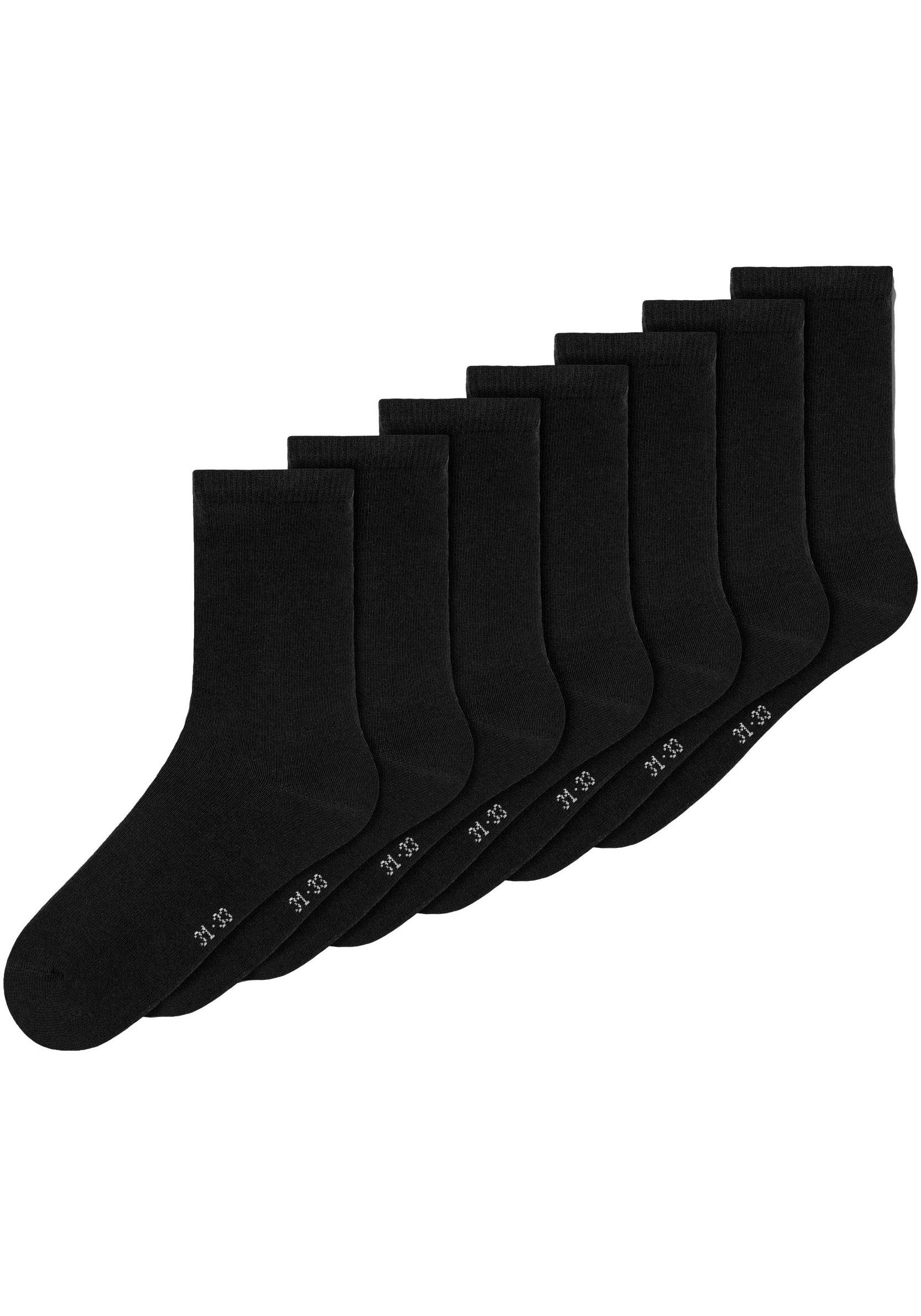 Socken NAME IT "NKNSOCK 7P SOLID NOOS", Kinder, Gr. 19-21, schwarz, Baumwollmischung, unifarben, Socken Image