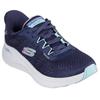 Slip-On Sneaker SKECHERS "ARCH FIT 2.0", Damen, Gr. 43, blau (navy, rosa), Textil, sportlich, Schuhe, Freizeitschuh mit Slip-ins