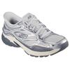 Slip-On Sneaker SKECHERS "STAMINA SPORT", Damen, Gr. 36, silber (silberfarben), Lederimitat, Mesh, metallic, sportlich, Schuhe, Retro Sneaker, Schnürschuh mit Metallic-Besätzen