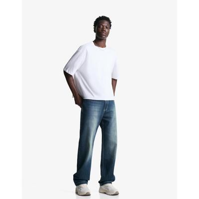 Bershka Relaxed-Fit Straight-Leg Jeans Men 28 Green