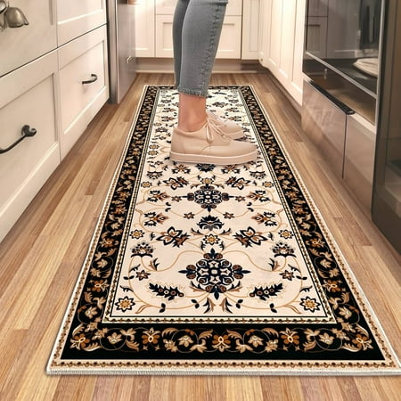 Boho Runner Rug 2*6 ft Runner Rug Non Slip Washable Kitchen Runner Rug Bathroom Runner Rug Hallway Runner Rug Entryway Runner Rug Floral Runner Rug for Entryway Indoor